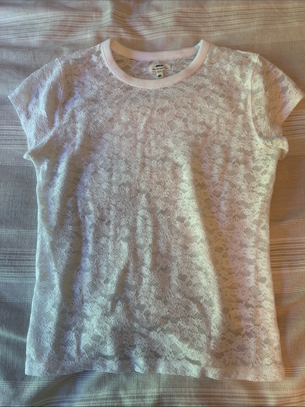 aerie White Lace Short Sleeve Tee